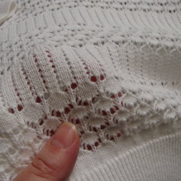 ANN TAYLOR LOFT White Long Sleeve Open Knit Pullover Sweater Sz 16/18 - Picture 4 of 7